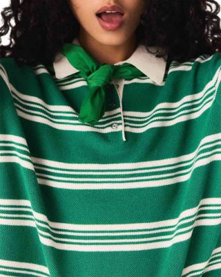 Cropped Striped Polo Sweater