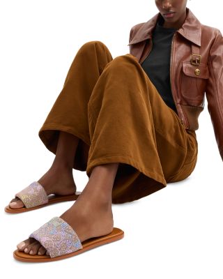 Women's Holly Crystal Signature Jacquard Slide Sandals