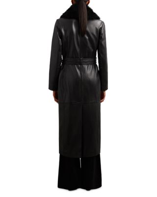 Estee Leather Trench Coat with Shearling Collar