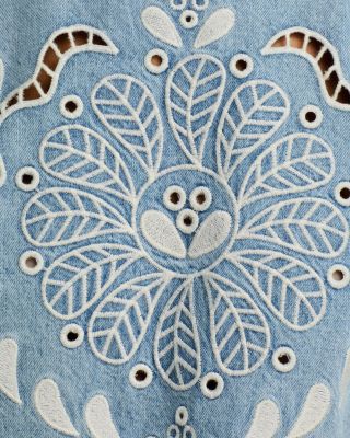 Cropped Denim Embroidered top