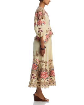 Embroidered Long Sleeve Midi Dress