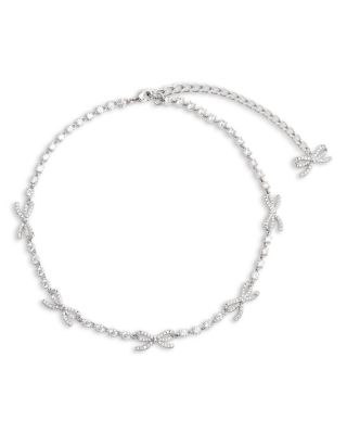 Self-Portrait Crystal Bow Collar Necklace, 16-20" 