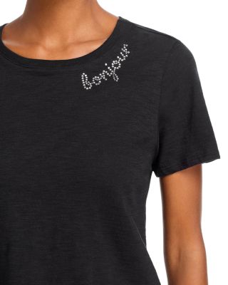 Rhinestone Bonjour Shrunken Tee