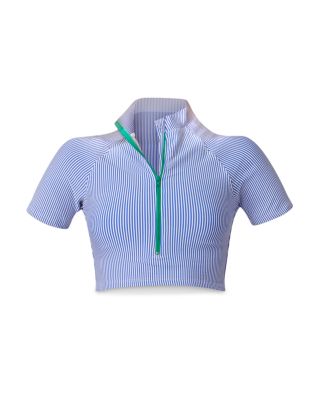 Striped Short Sleeve Rashguard Swim Top