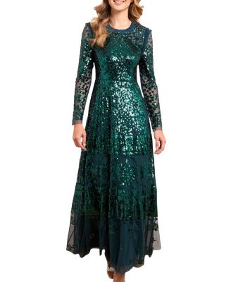 Aurora Long Sleeve Round Neck Gown