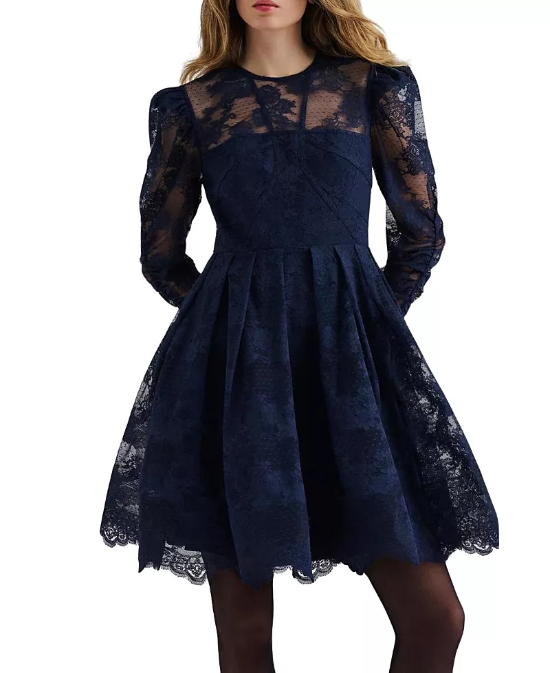 Malina Leoni Lace Long Sleeve Mini Dress