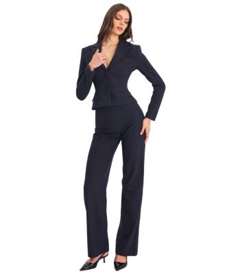  Quinnie Striped High-Waisted Straight Leg Pants