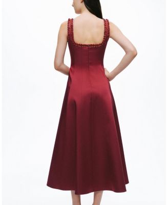 Embellished Square Neck Midi Dress