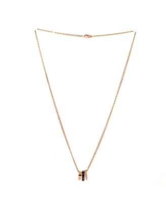  Love 3 Ring Pendant Necklace 18K Rose Gold and Ceramic with Diamonds, 14.75 - 16"