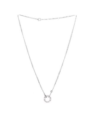  2 Diamonds Love Pendant Necklace 18K White Gold with Diamonds, 15 - 16.25"