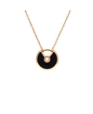  XS Amulette de Cartier Pendant Necklace 18K Rose Gold with Onyx and Diamond, 14.75 - 16"