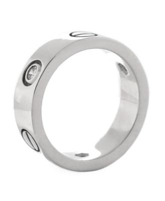  Love 3 Diamonds Band Ring 18K White Gold with Diamond