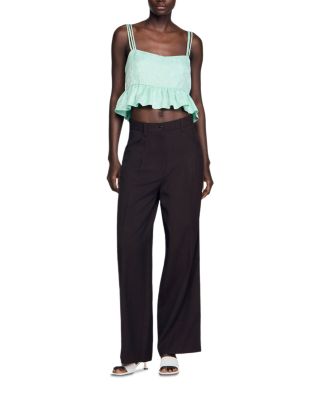 Ruffled Jacquard Crop Top