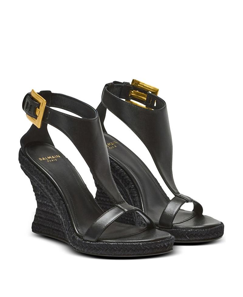 Balmain Women’s Anthem Wedge Lambskin Espadrilles Balmain Women’s Anthem Wedge Lambskin Espadrilles