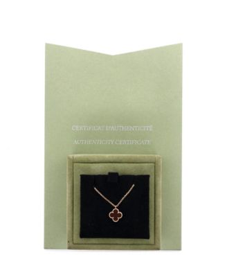  Sweet Alhambra Pendant Necklace 18K Rose Gold and Carnelian, 14.75 - 15.5"