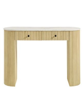  Caldera 42" Curved Solid Wood and Marble Console Table