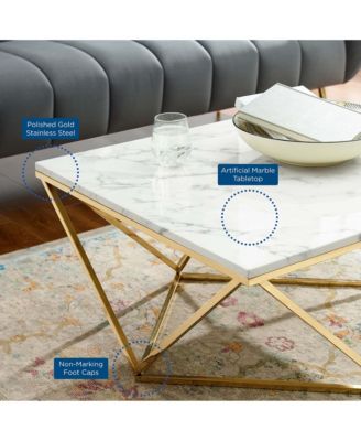  Vertex Gold Metal Stainless Steel Coffee Table