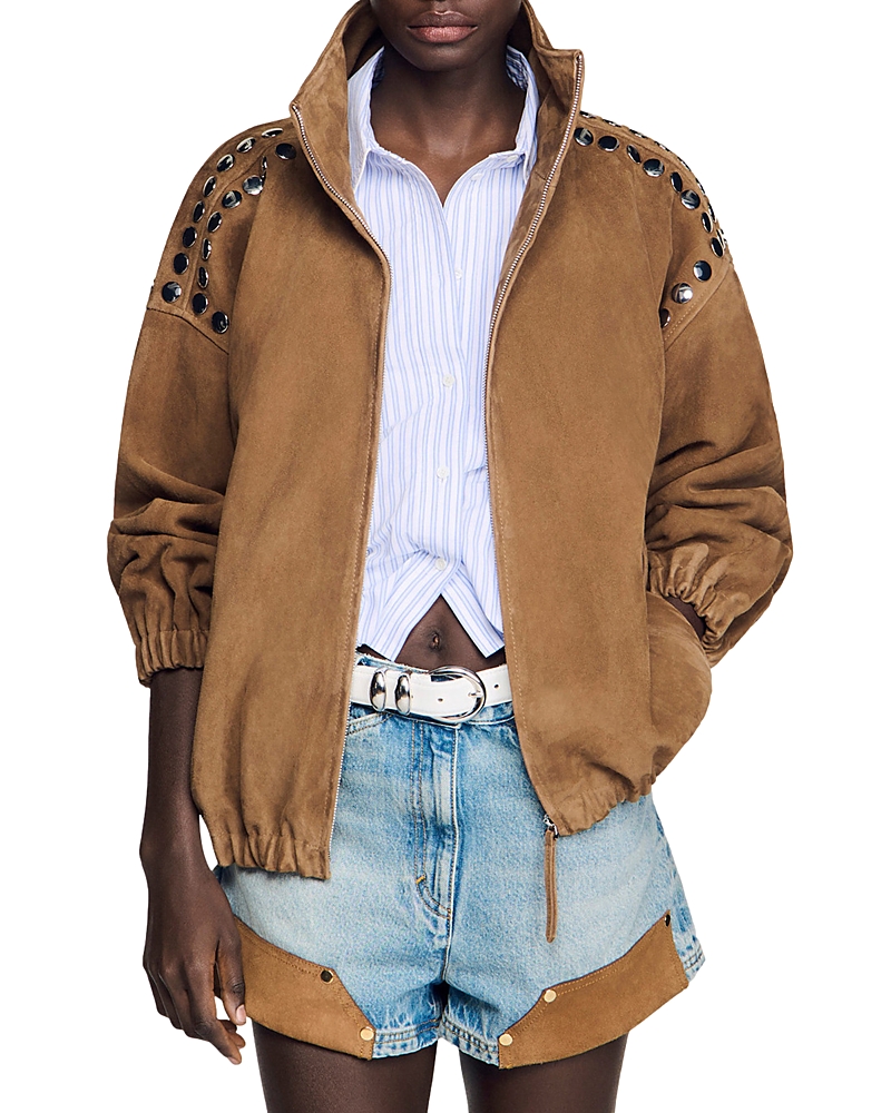 Sandro Studded Suede Jacket