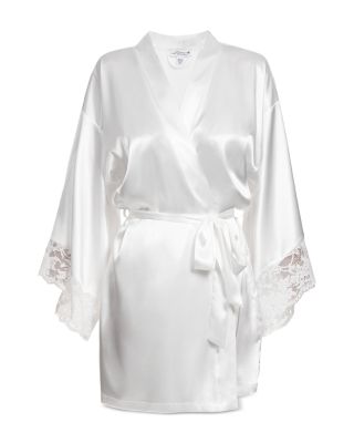 Lace Trim Satin Wrap Robe
