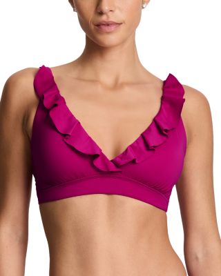 Ruffle Underwire Bikini Bra & Curved Waist Mid Rise Bikini Bottom