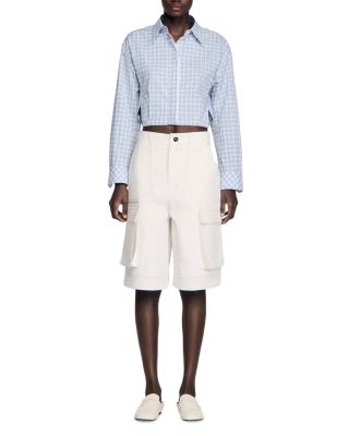 Wide Leg Cotton Bermuda Shorts