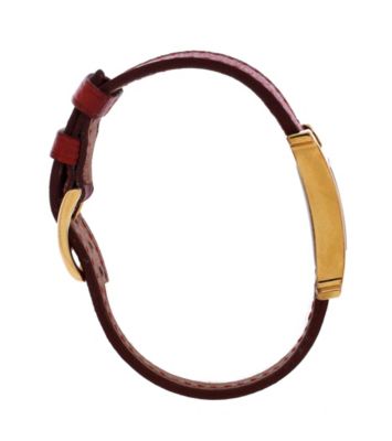  Heure H Quartz Watch in Plated Metal and Leather 21mm