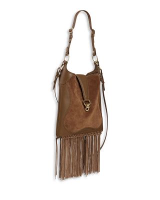 Le Claudia Fringed Leather & Suede Bag