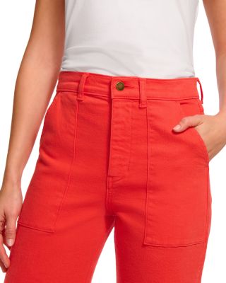 Clifford Cropped High Rise Kick Flare Jeans in Crimson