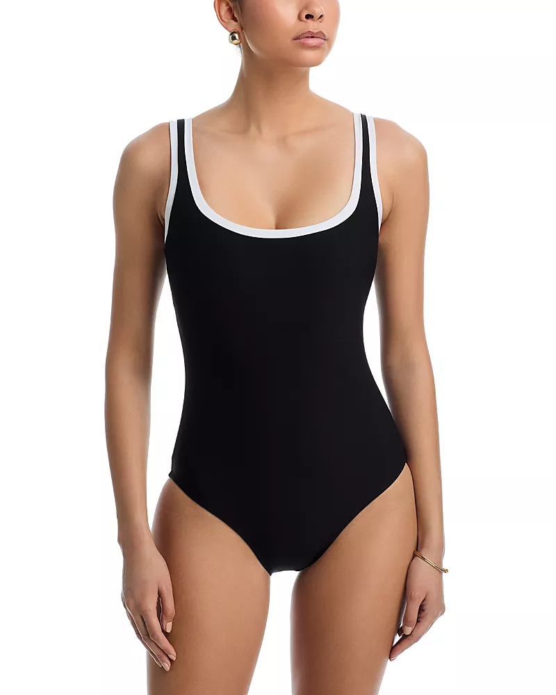 Stylest DreamSculpt Piped Square Neck Tank One Piece Swimsuit