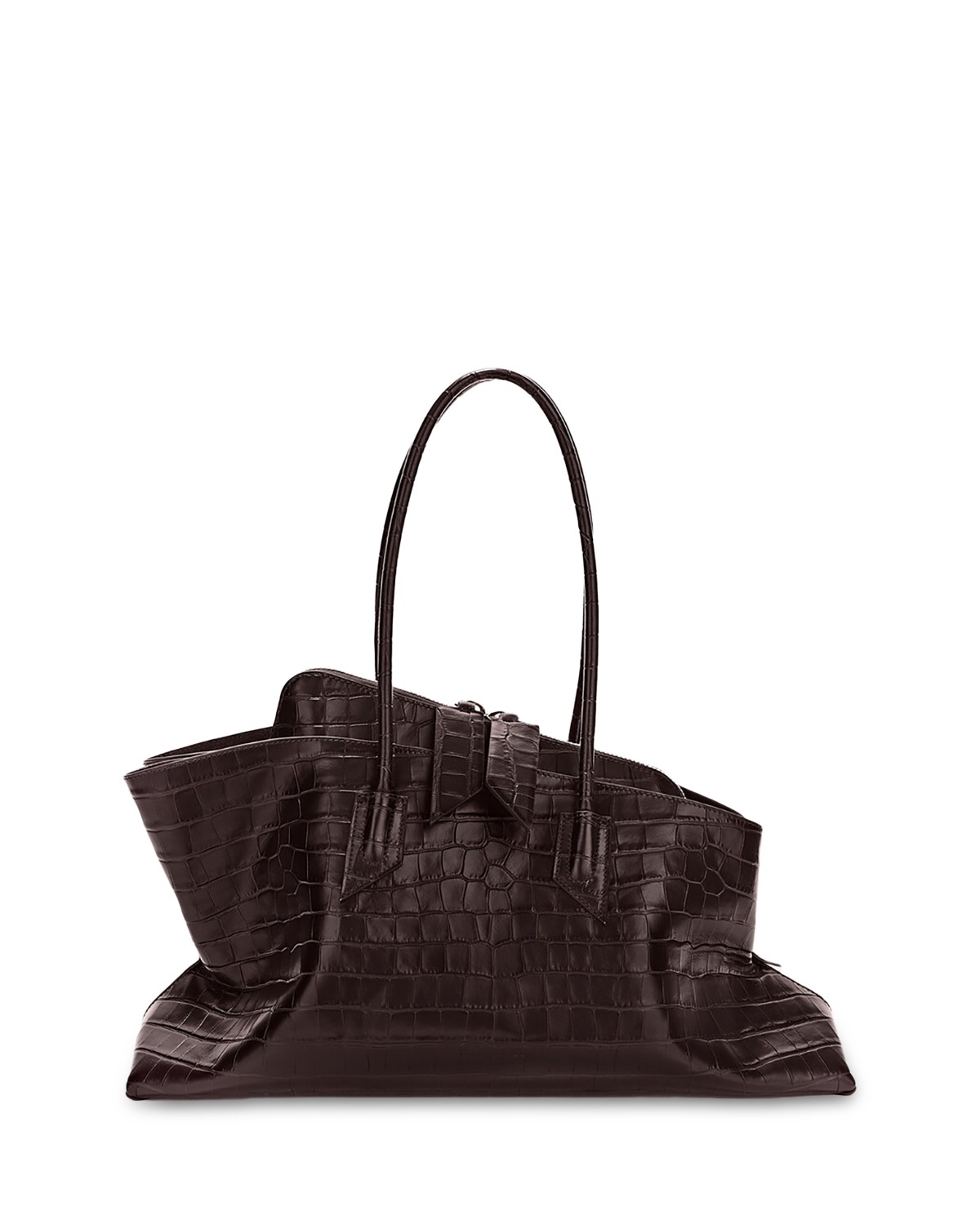 The Attico La Passeggiata Medium Top Handle Bag in Coffee Brown