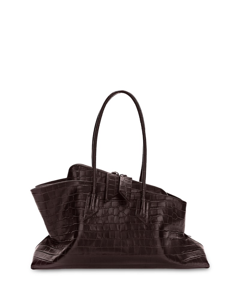 The Attico La Passeggiata Medium Top Handle Bag in Coffee Brown