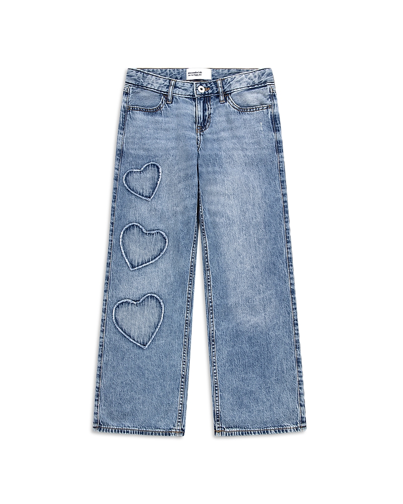 abercrombie kids Girls' Low Rise Hearts Baggy Jeans - Big Kid