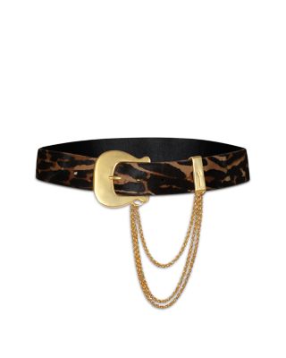 Leopard Print Leather Belt