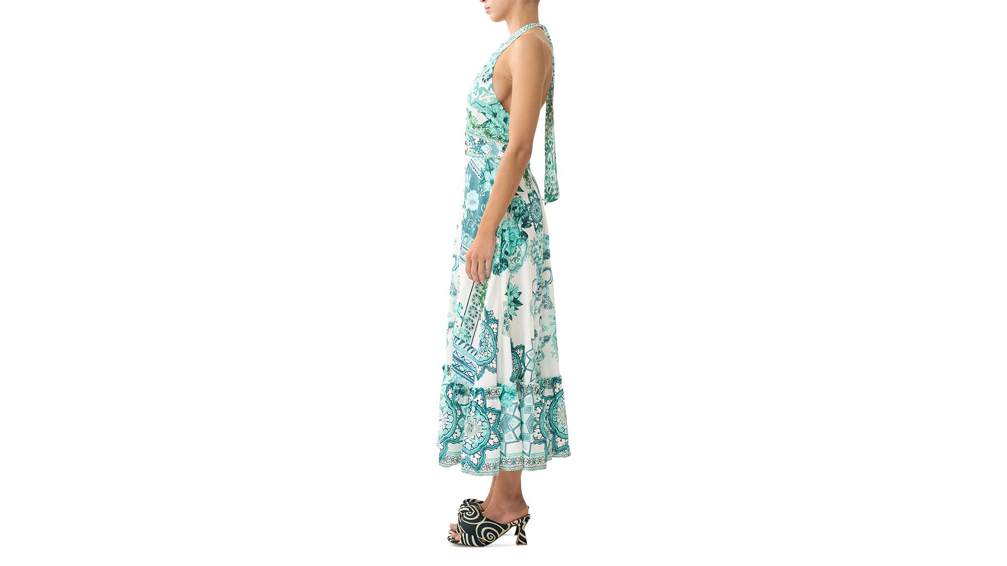 Balearic Bebé Linen Ruffle Neck Halter Dress — Image 3