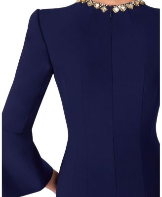 Margoni Bell-Sleeve Embellished Midi Dress