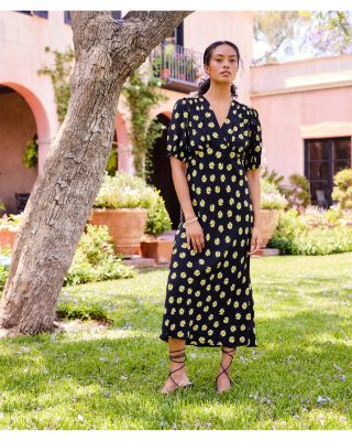 Puffed Sleeve Bias Cut Dress