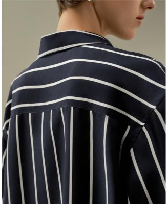  Silk Twill Striped Button-Down Shirt