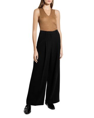 Wide Leg Pleated Trousers