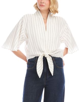 Flutter Sleeve Tie Front Top