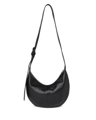 Sia Small Curved Black Leather Crossbody Bag