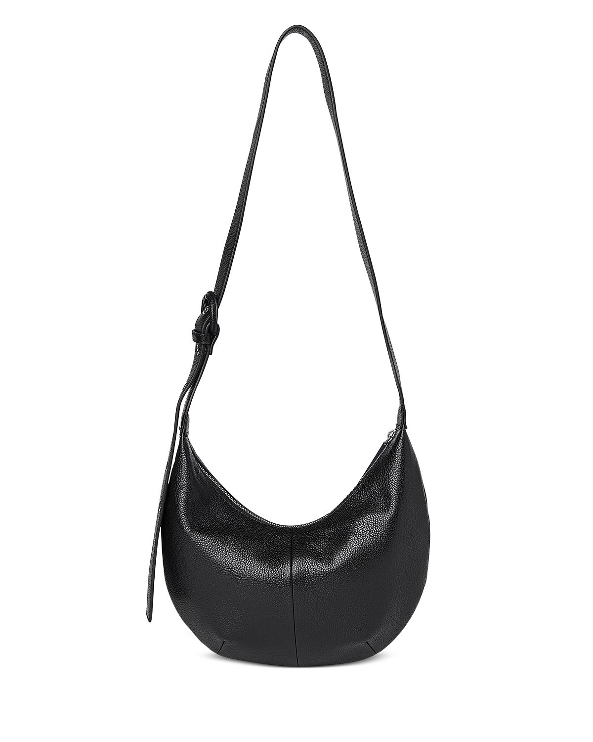 Whistles Sia Small Curved Black Leather Crossbody Bag