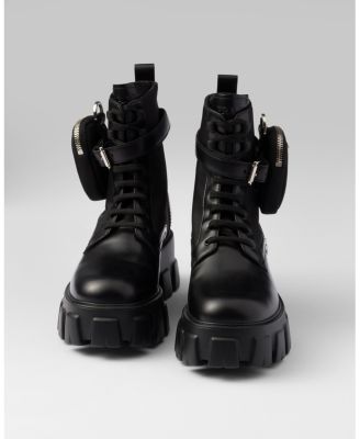  Women's Monolith Leather And Re-Nylon Combat Boots With Pouch