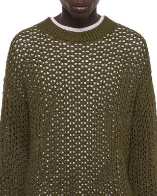 Open Stitch Crewneck Sweater