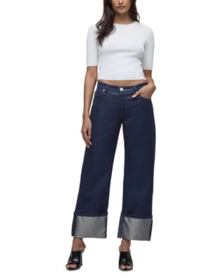 Rosie High Rise Wide Leg Ankle Jeans in Indigo Metallic