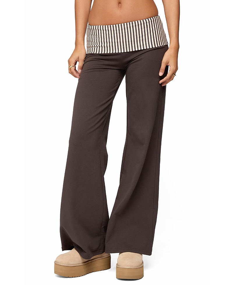 Edikted Meshey Striped Fold Over Pants