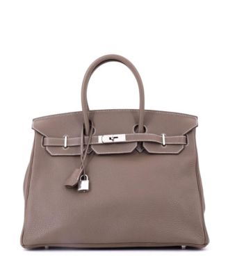 Birkin 35 Handbag Grey Clemence with Palladium Hardware
