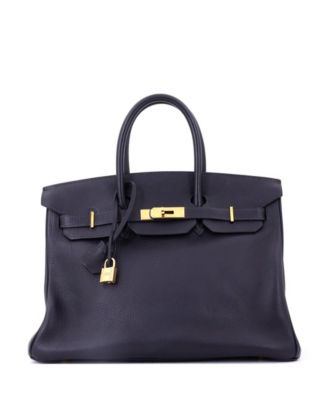 Birkin 35 Handbag Blue Togo with Gold Hardware