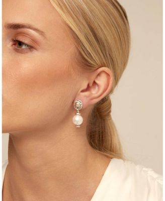  Medallion Pearl Drop Earrings