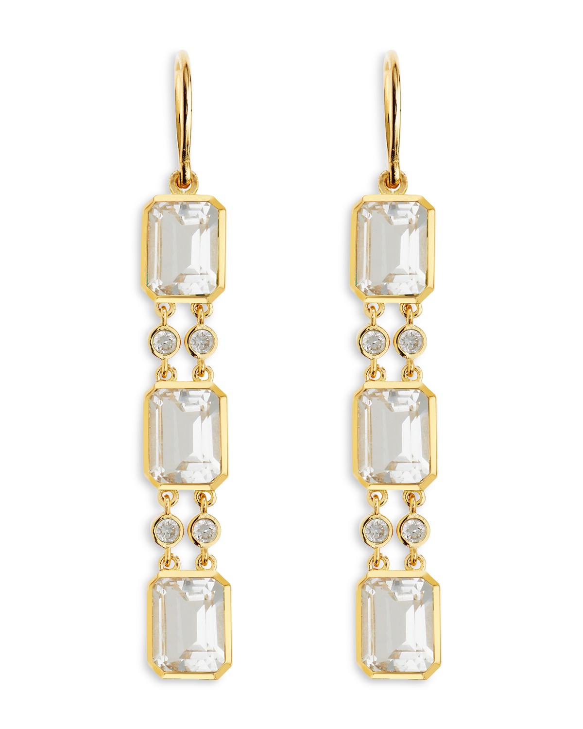 Ileana Makri 18K Yellow Gold Fine Crown White Topaz & Diamond Drop Earrings