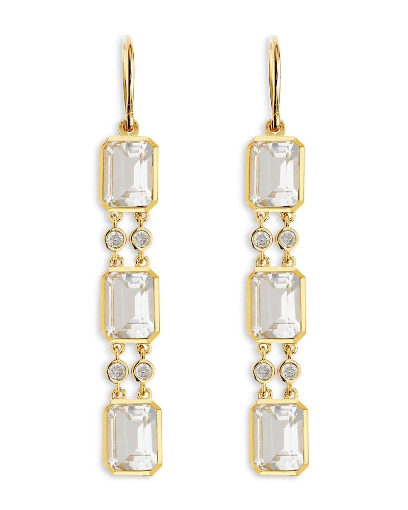 Ileana Makri 18K Yellow Gold Fine Crown White Topaz & Diamond Drop Earrings